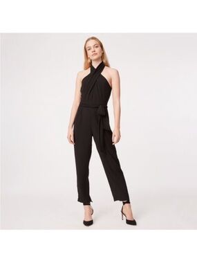 Club Monaco Priscillah Black Halter Wrap Jumpsuit for Women